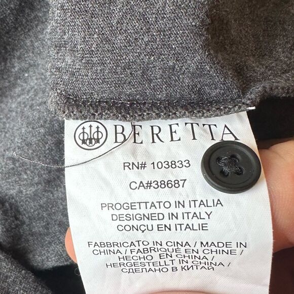 Beretta XL Gunmetal Gray Ling Sleeve Henley Top - Picture 5 of 6